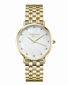Rosefield The Upper East Side Crystals MOP Steel Gold Watch UWGSG-U31