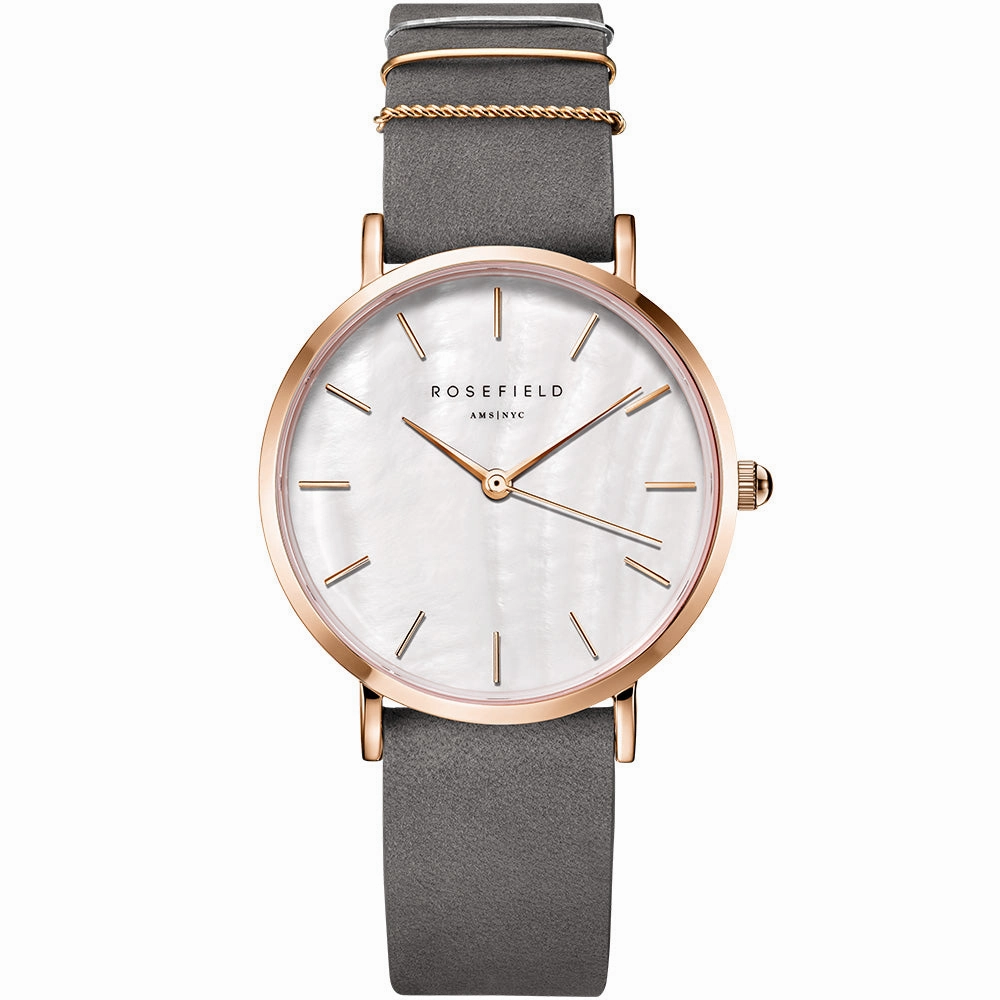 Rosefield WEGR-W75 West Village Mother of Pearl Grey Leather Ladies Watch