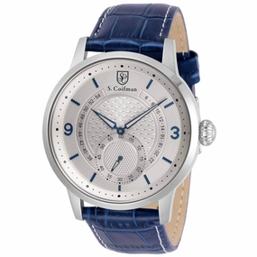 S. Coifman Men's Watch - Quartz Silver Tone Dial Blue Leather Strap | SC0465