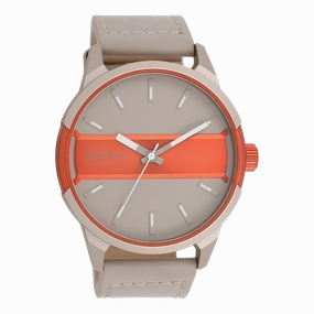 Sand/fluo orange OOZOO watch with sand leather strap - C11230