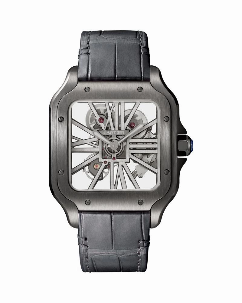 SANTOS DE CARTIER, SKELETON, LARGE, MANUAL, ADLC, LEATHER