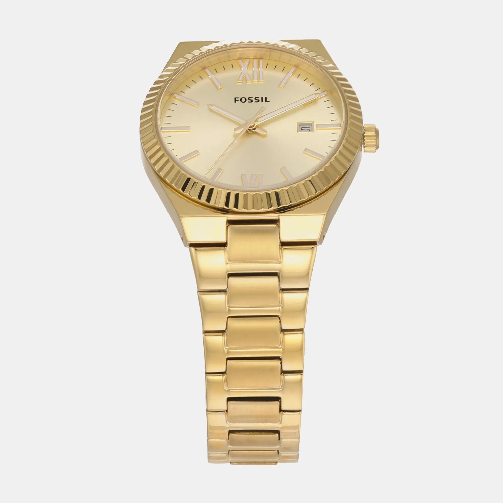 Scarlette Women Quartz Gold Dial Analog Stainless Steel Watch ES5299