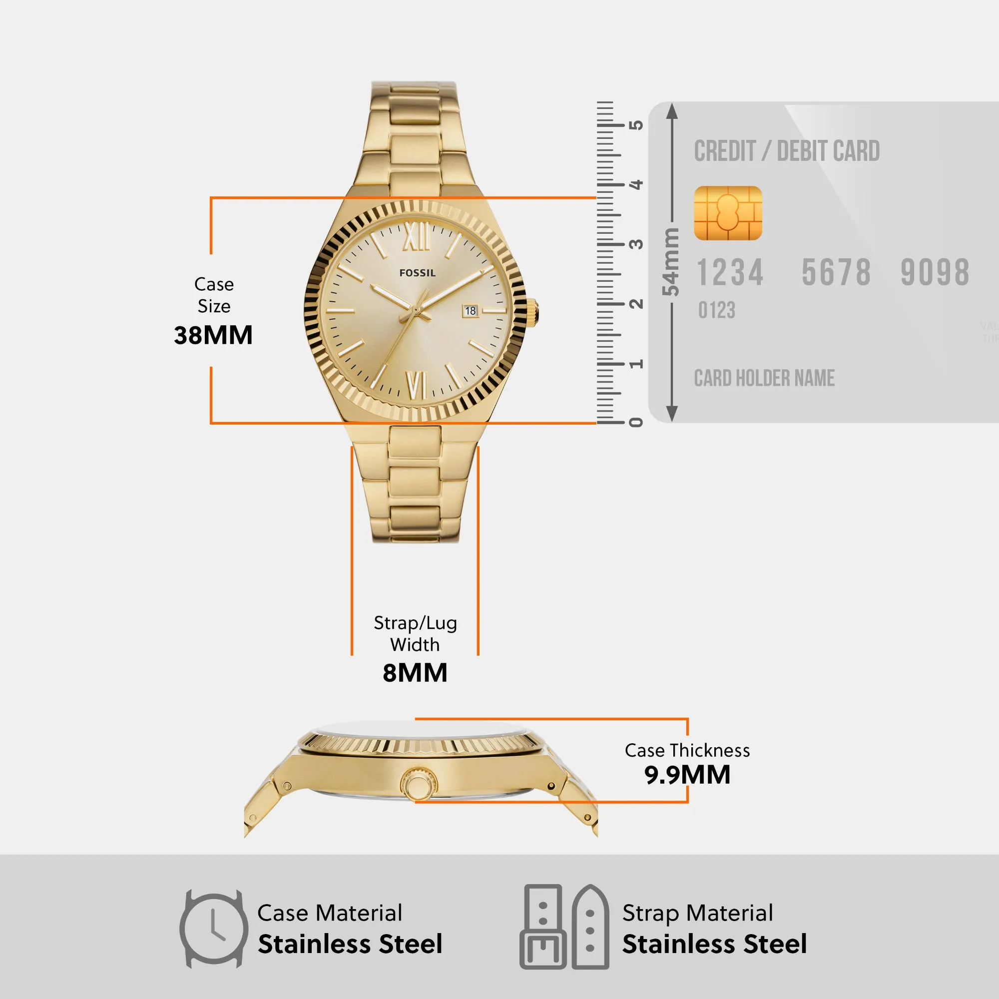Scarlette Women Quartz Gold Dial Analog Stainless Steel Watch ES5299
