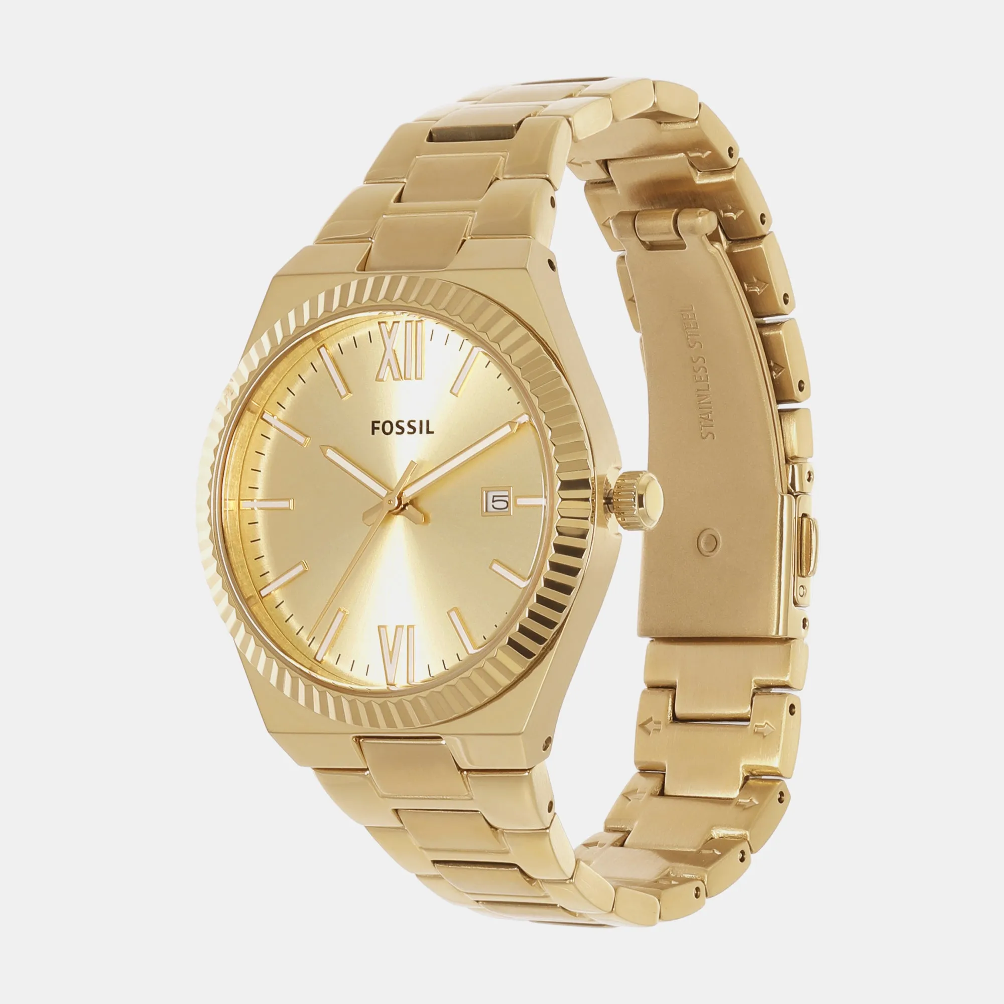 Scarlette Women Quartz Gold Dial Analog Stainless Steel Watch ES5299