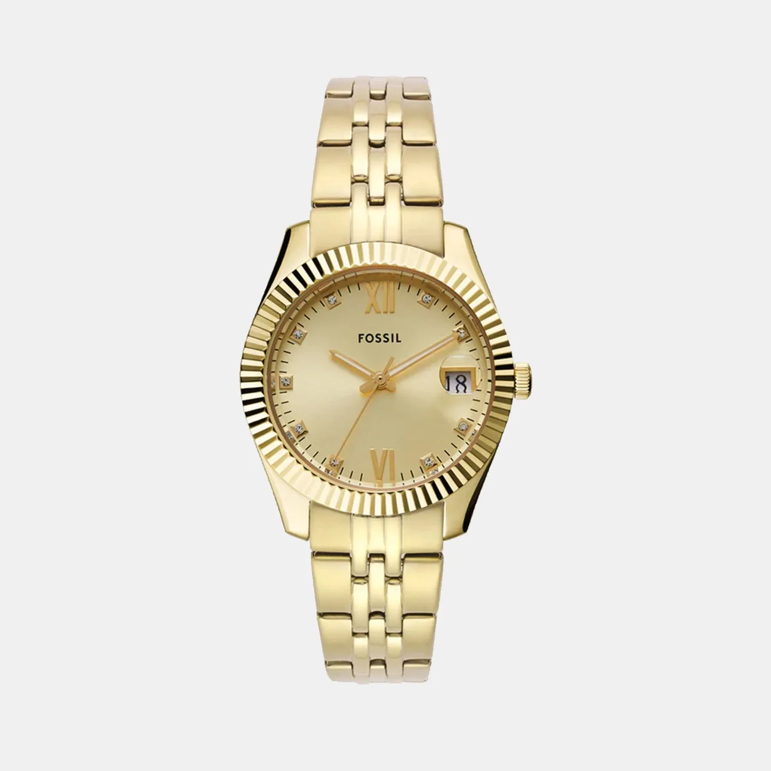 Scarlette Women Quartz Gold Dial Analog Stainless Steel Watch ES5338