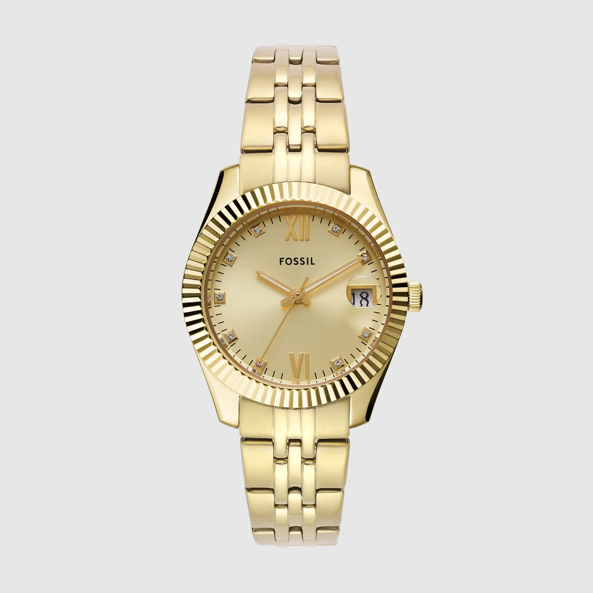 Scarlette Women Quartz Gold Dial Analog Stainless Steel Watch ES5338