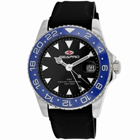 Seapro Men's Watch - Agent Quartz Silver Tone Case Black Dial Rubber Strap | SP0122