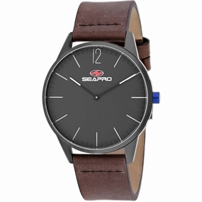 Seapro Men's Watch - Black Hole Gunmetal Case Black Dial Leather Strap | SP0104