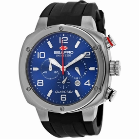 Seapro Men's Watch - Guardian Quartz Silver Tone Case Black Rubber Strap | SP3342