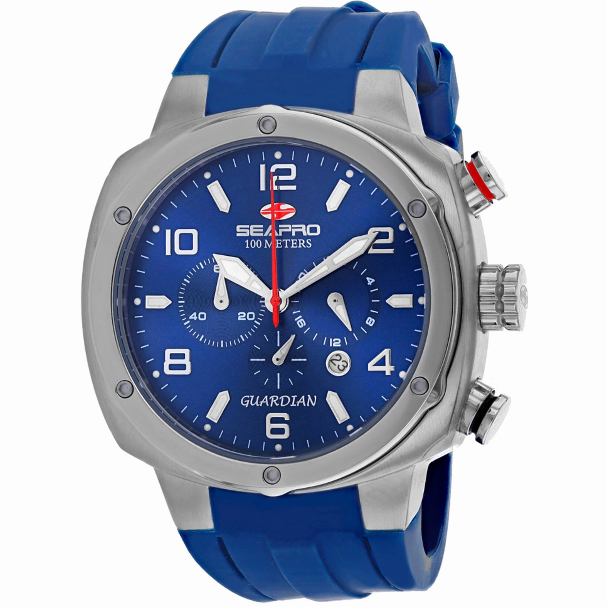 Seapro Men's Watch - Guardian Quartz Silver Tone Case Blue Rubber Strap | SP3343