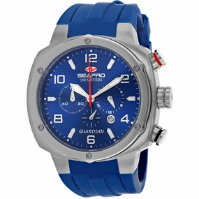 Seapro Men's Watch - Guardian Quartz Silver Tone Case Blue Rubber Strap | SP3343