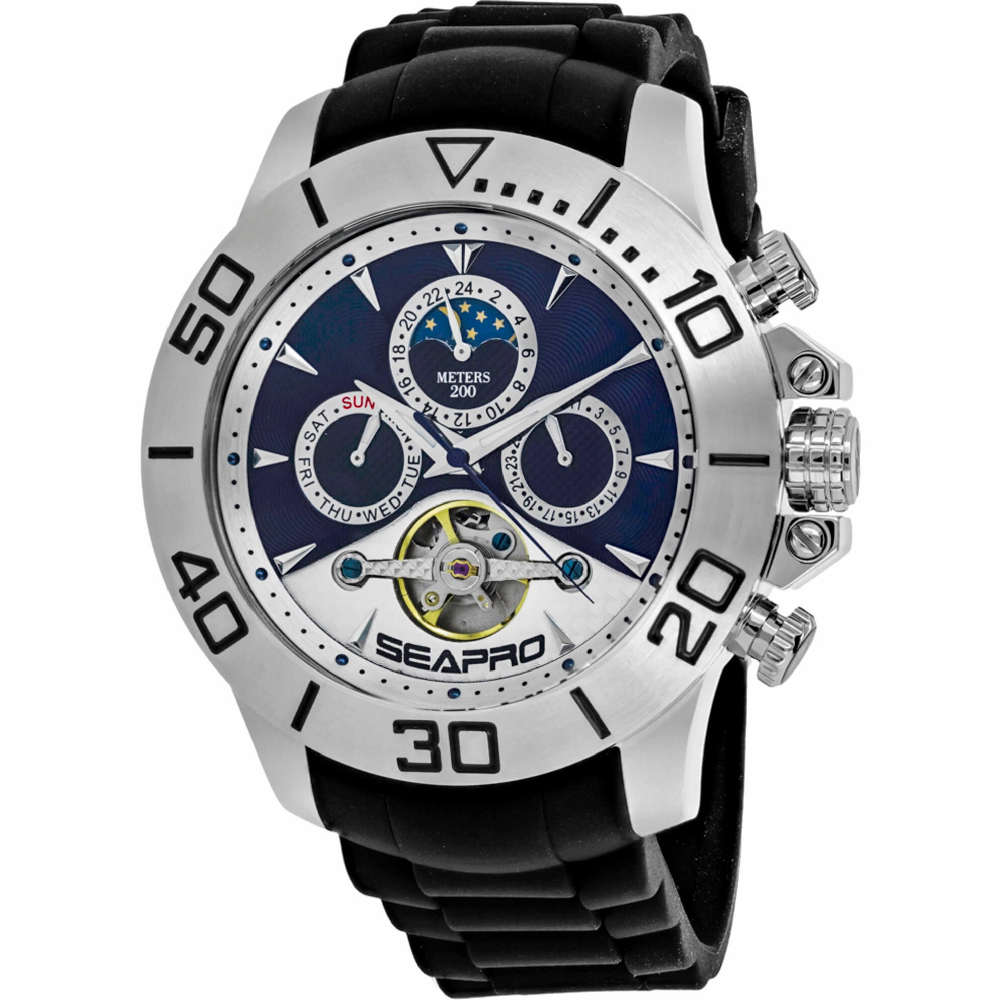 Seapro Men's Watch - Montecillo Automatic Blue, White Dial Rubber Bracelet | SP5122