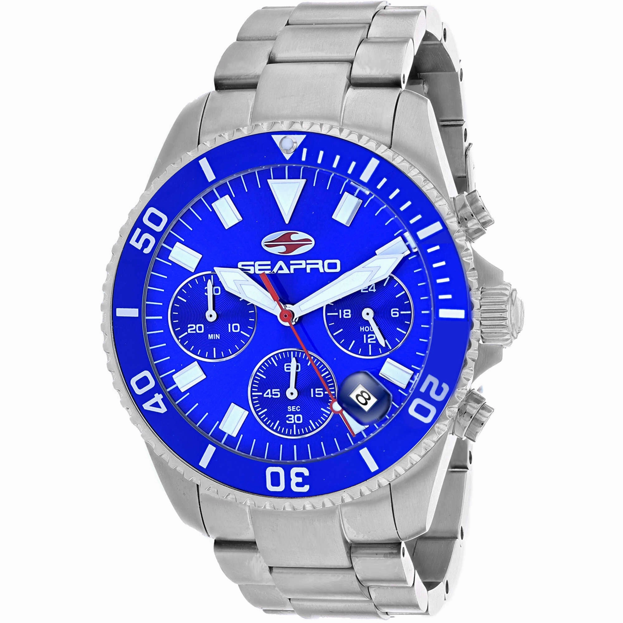 Seapro Men's Watch - Scuba 200 Chrono Blue Dial Stainless Steel Bracelet | SP4352