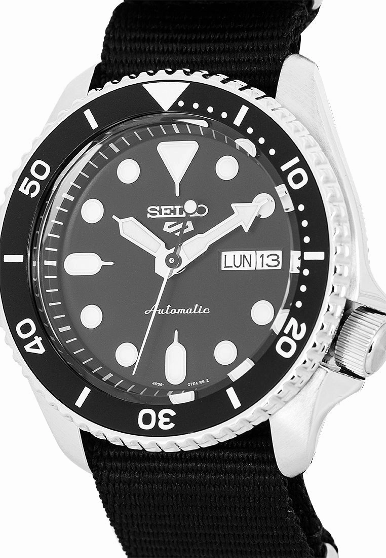 Seiko 5 SRPD55K3 Sports  Black Nylon Strap Automatic Watch for Men