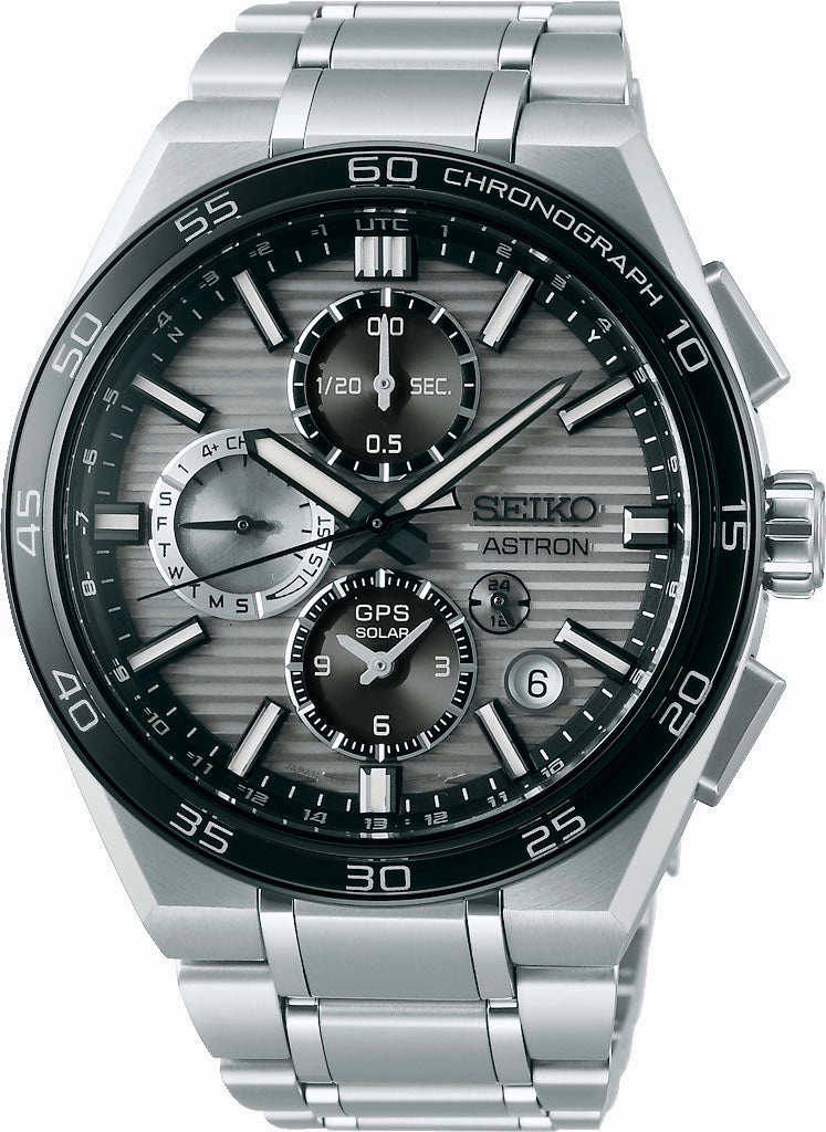 Seiko Astron GPS Solar Dual Time Chronograph in Silvery Grey Watch