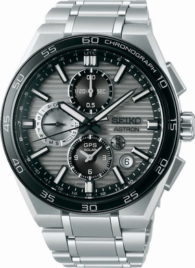 Seiko Astron GPS Solar Dual Time Chronograph in Silvery Grey Watch