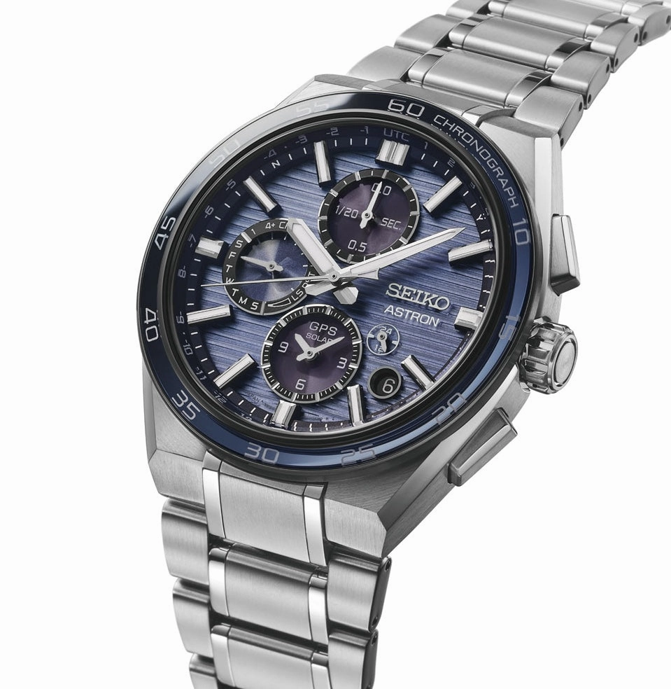 Seiko Astron Watch GPS Solar Dual Time Chronograph in Slate Blue Pre-Order