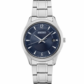 Seiko Essentials 39.4mm Quartz Steel/Patterned Blue Dial
