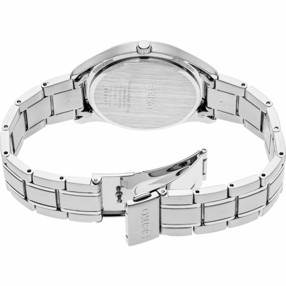 Seiko Essentials 39.4mm Quartz Steel/Patterned Blue Dial