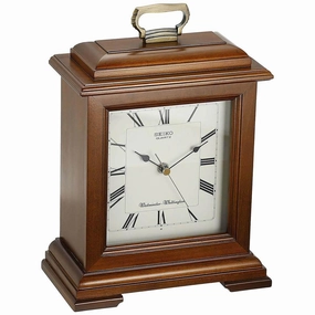 Seiko Mantel Clock - Cherry Carriage Chiming Brown Wooden | QXJ102BC
