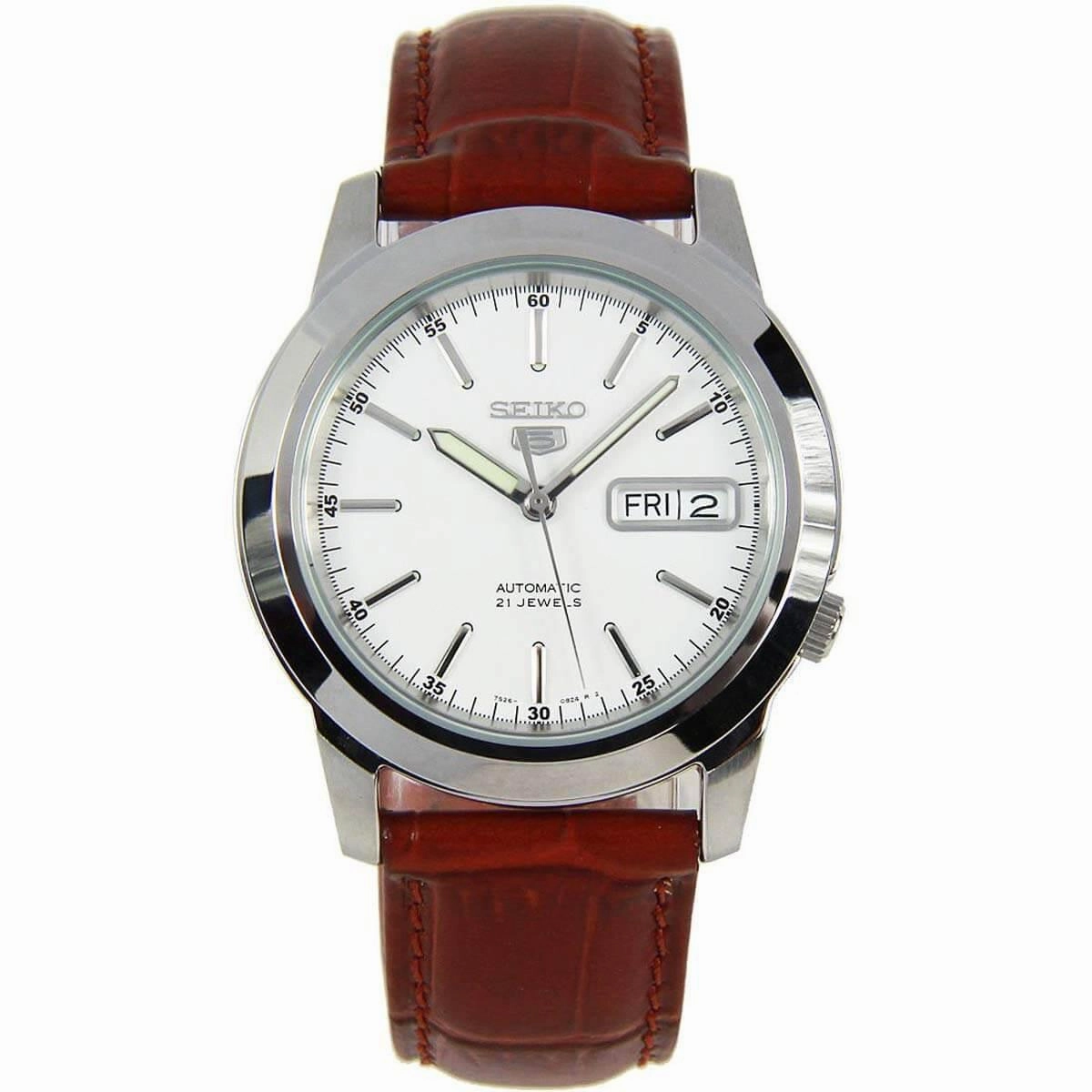Seiko Men's Automatic Watch - 5 Sports Day-Date White Dial Steel Bracelet | SNKE49K1