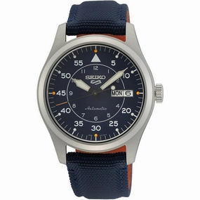 Seiko Men's Automatic Watch - 5 Sports Power Reserve Blue Dial Nylon Strap | SRPH31K1