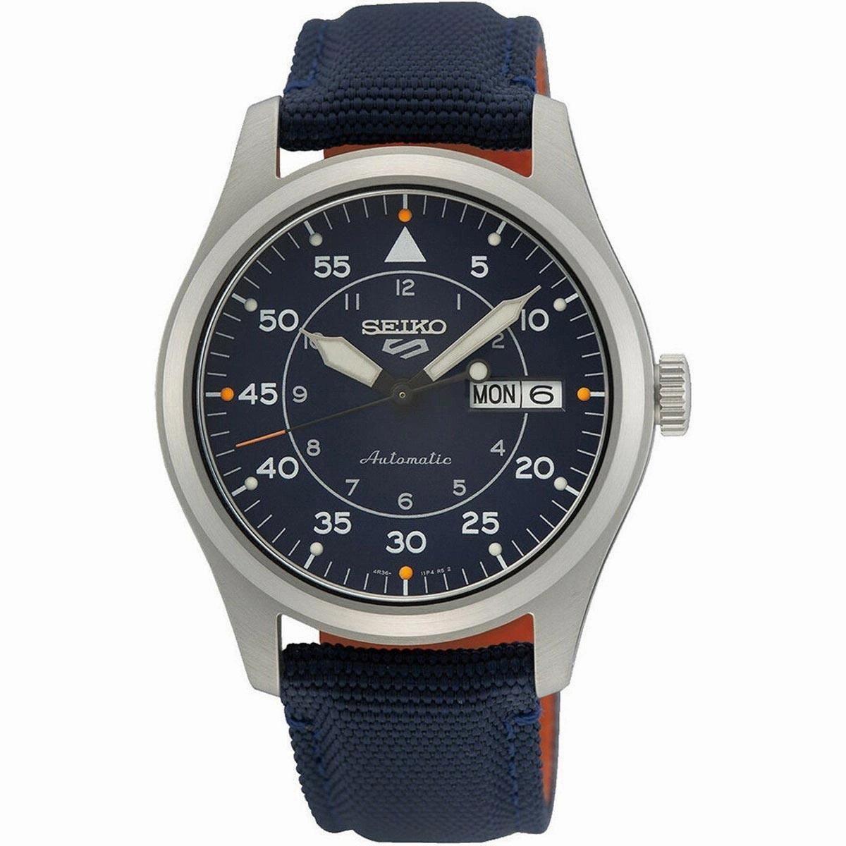 Seiko Men's Automatic Watch - 5 Sports Power Reserve Blue Dial Nylon Strap | SRPH31K1