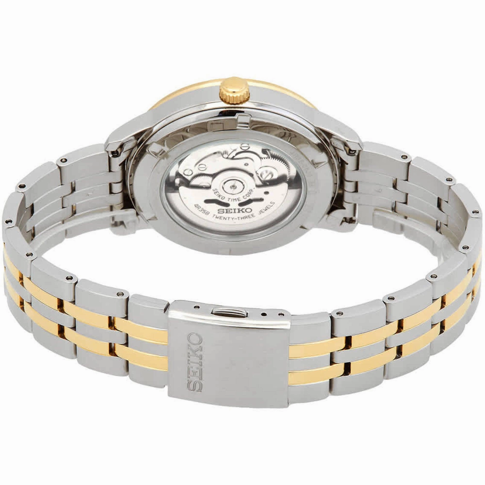 Seiko Men's Automatic Watch - Essentials Silver Tone Dial Two Tone Bracelet | SRPH92