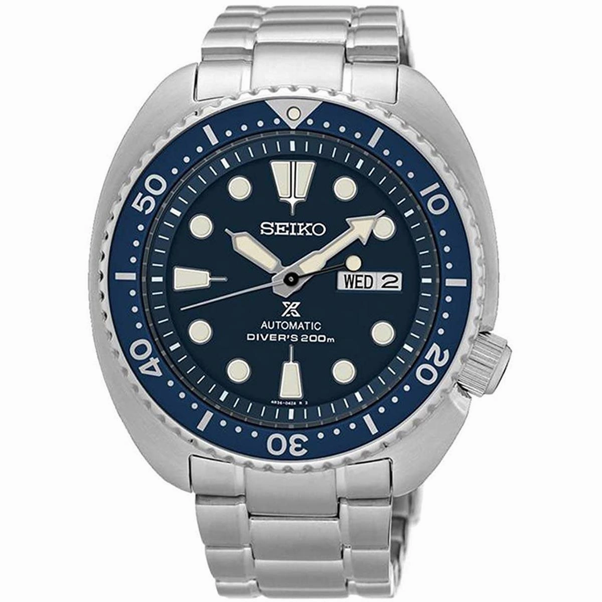 Seiko Men's Automatic Watch - Prospex Turtle Blue Dial Silver Bracelet | SRPE89K1