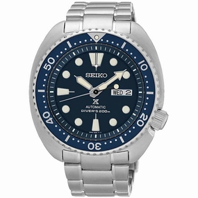 Seiko Men's Automatic Watch - Prospex Turtle Blue Dial Silver Bracelet | SRPE89K1