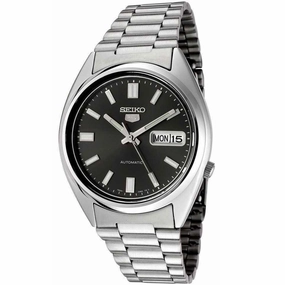 Seiko Men's Automatic Watch - Series 5 Day-Date Black Dial Steel Bracelet | SNXS79K1