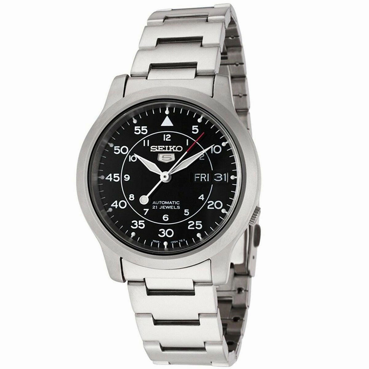 Seiko Men's Automatic Watch - Series 5 Day-Date Stainless Steel Bracelet | SNK809K1