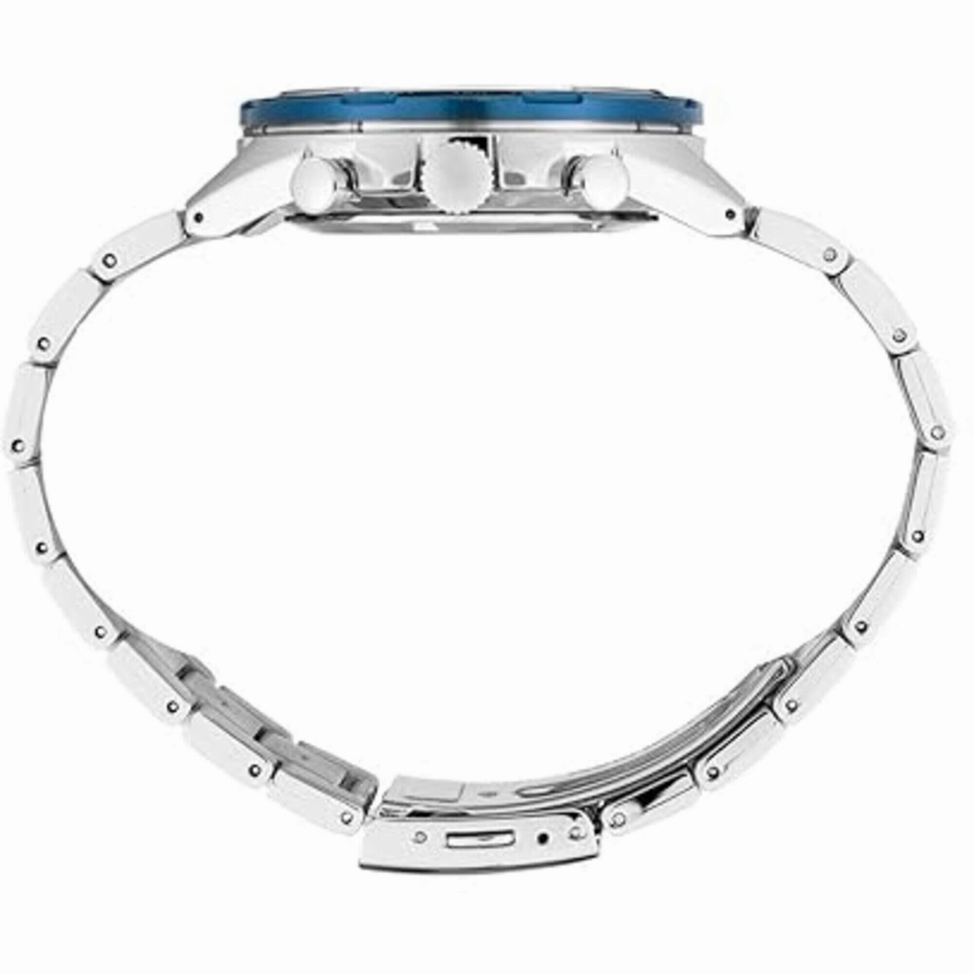 Seiko Men's Chronograph Watch - Essentials Blue Dial Silver Tone Bracelet | SSB345