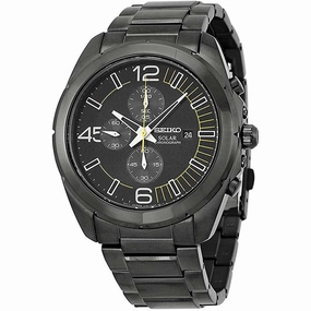 Seiko Men's Chronograph Watch - Solar Black IP Stainless Steel Bracelet | SSC217P1