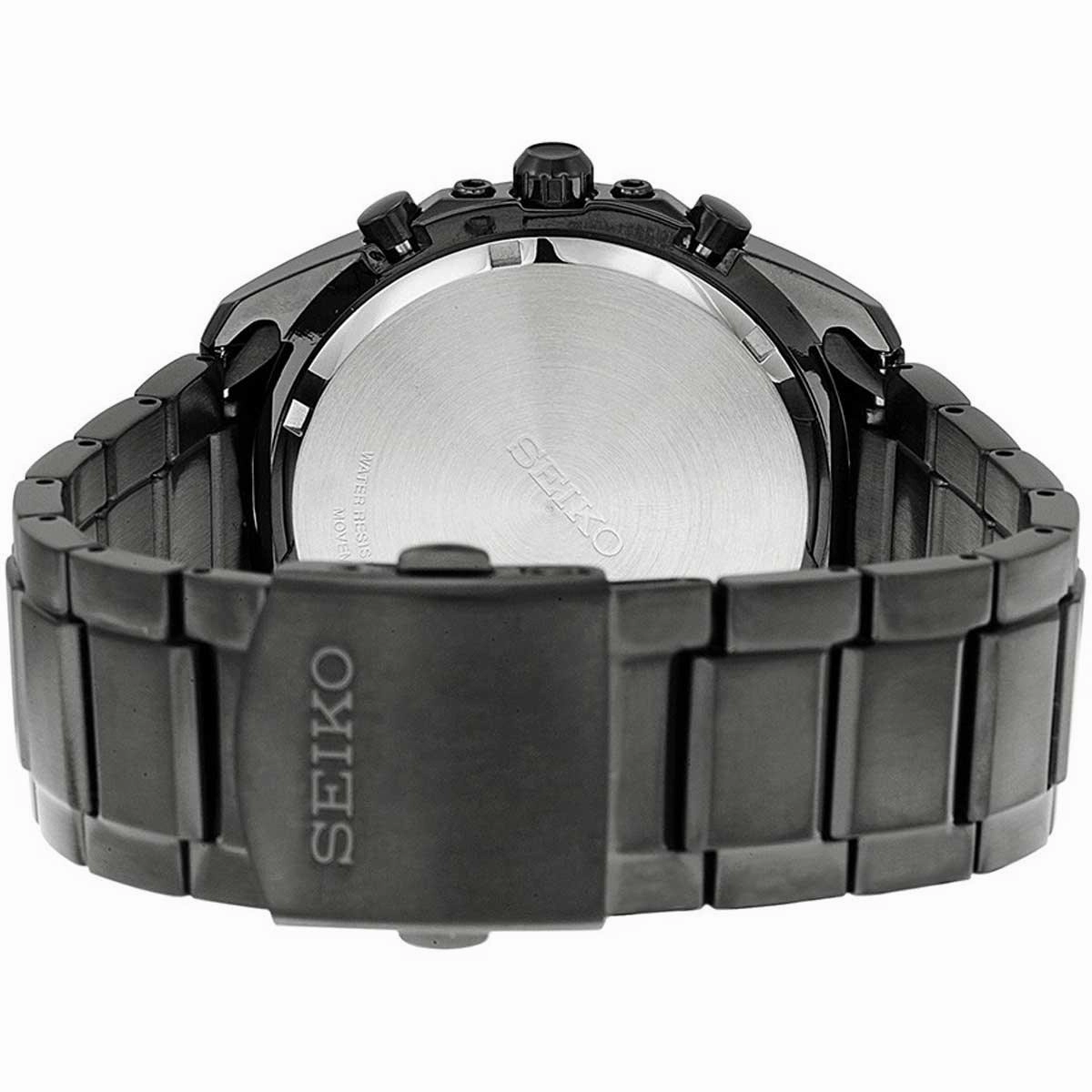 Seiko Men's Chronograph Watch - Solar Black IP Stainless Steel Bracelet | SSC217P1