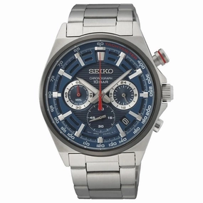 Seiko Men's Quartz Watch - Chronograph Blue Dial Stainless Steel Bracelet | SSB407P1