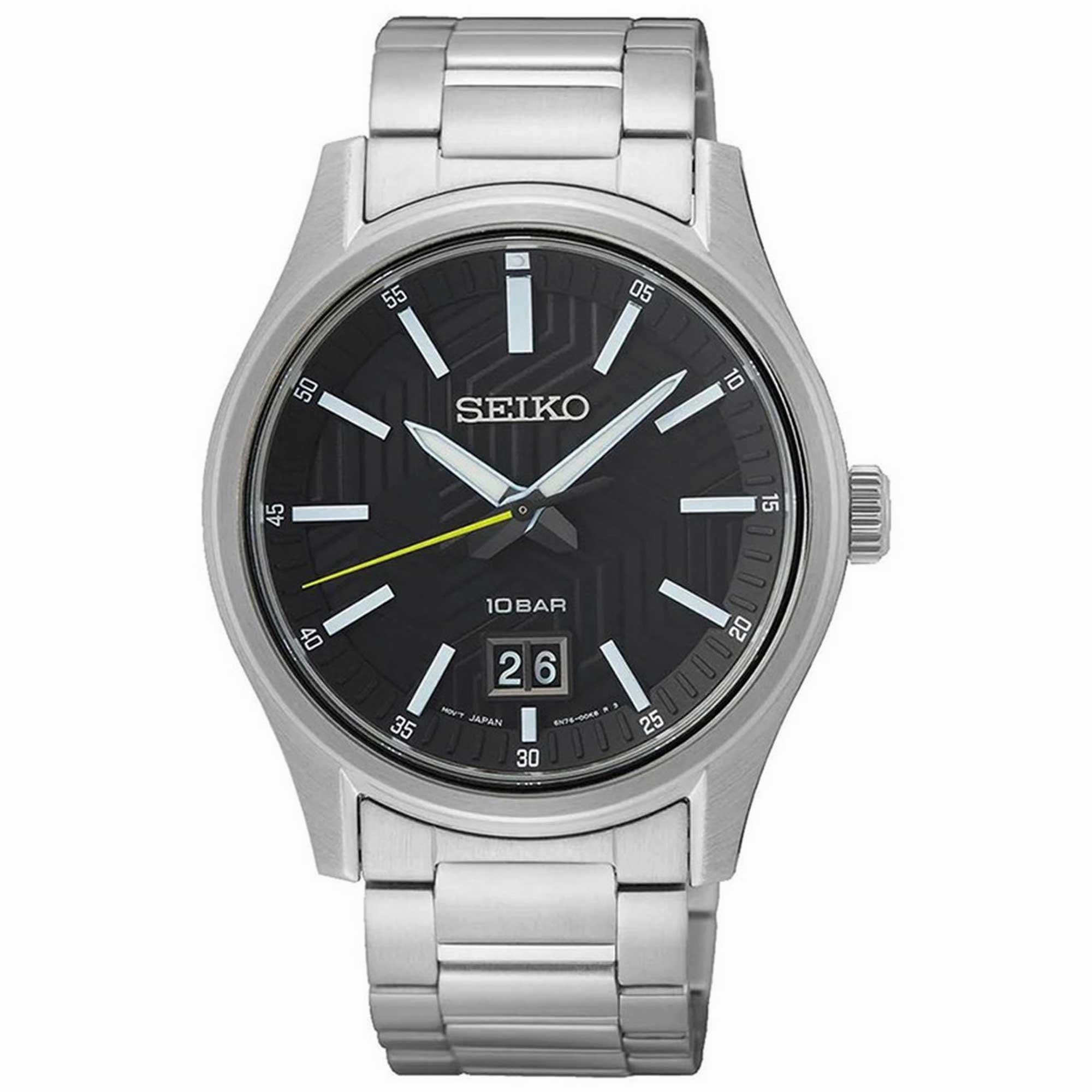 Seiko Men's Quartz Watch - Conceptual Regular Black Dial Steel Bracelet | SUR535P1