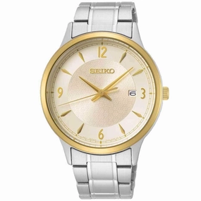 Seiko Men's Quartz Watch - Essentials Champagne Dial Silver Tone Bracelet | SGEH92P1