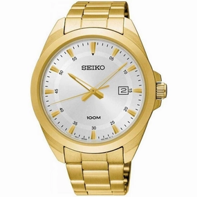 Seiko Men's Quartz Watch - Neo Classic Silver Dial Yellow Gold Bracelet | SUR212P1