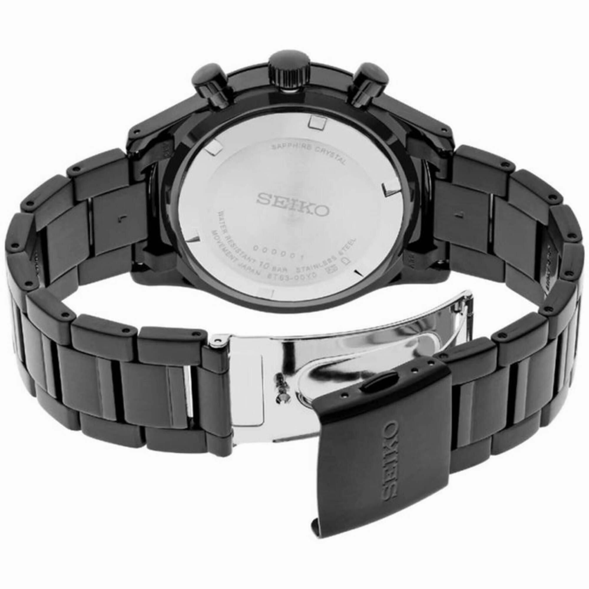 Seiko Men's Watch - Dress Chronograph Quartz Black Dial Bracelet | SSB415P1