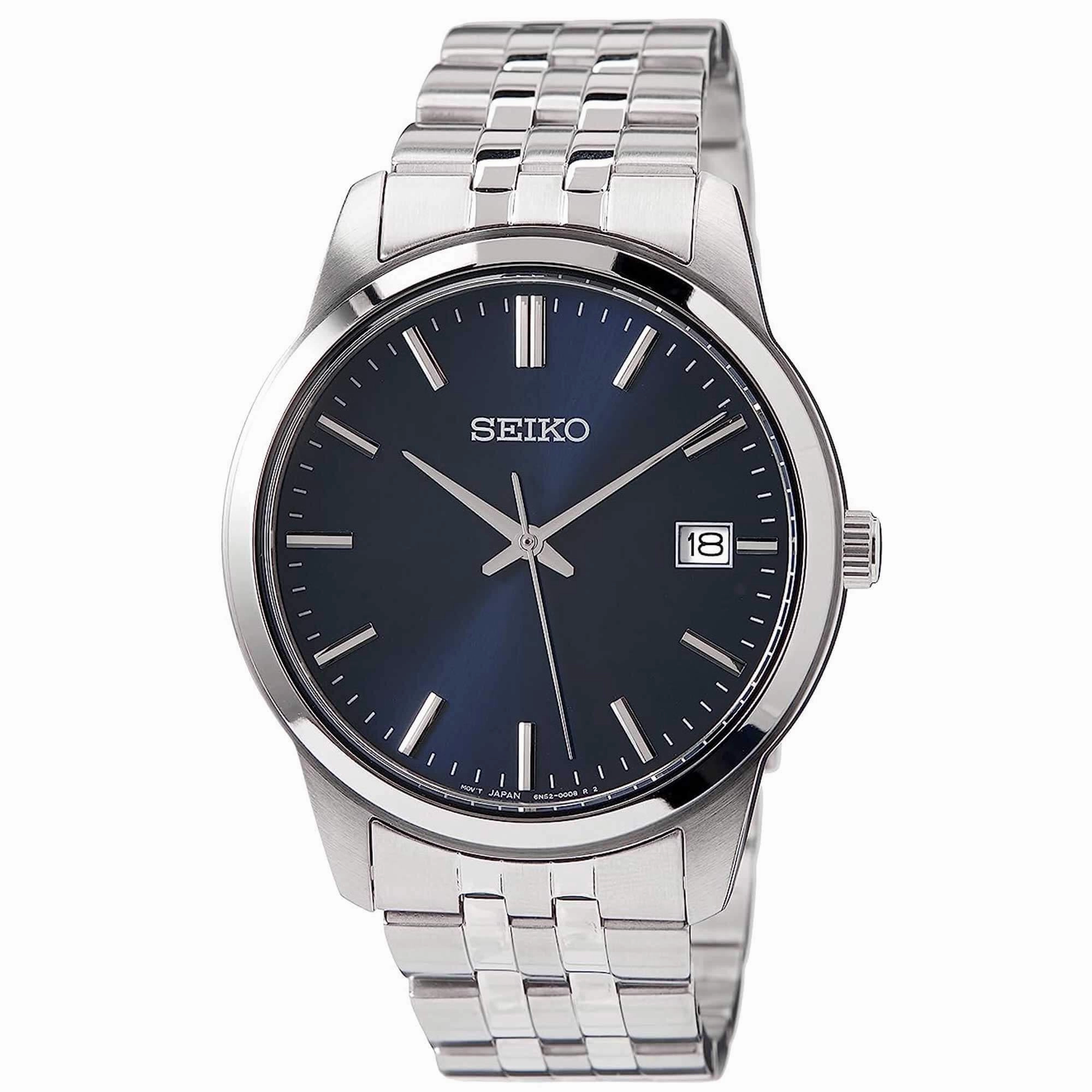 Seiko Men's Watch - Essential Quartz Blue Dial Silver Steel Bracelet Date | SUR399P1