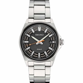 Seiko Men's Watch - Essentials Quartz Black Dial Stainless Steel Bracelet | SUR507