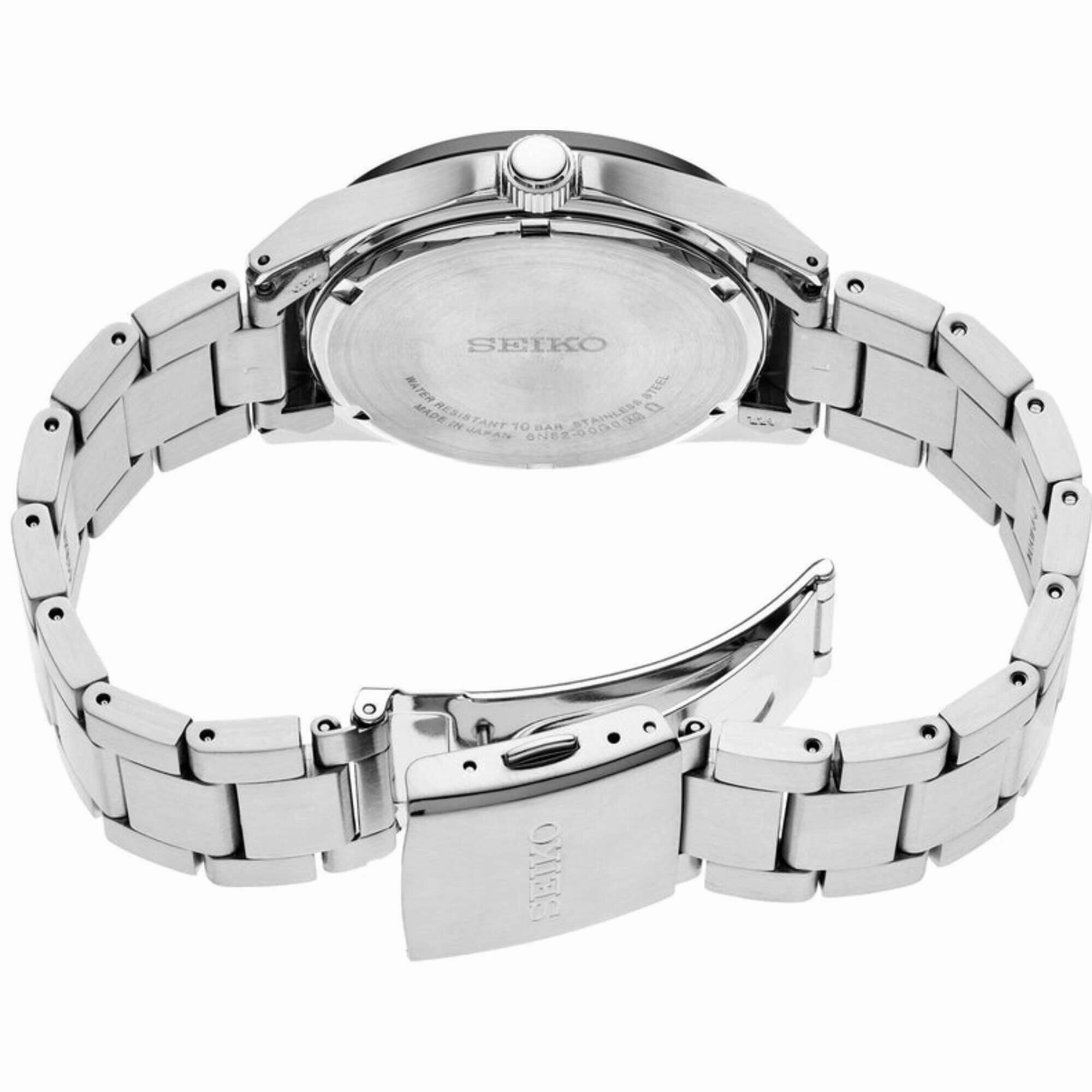 Seiko Men's Watch - Essentials Quartz Black Dial Stainless Steel Bracelet | SUR507