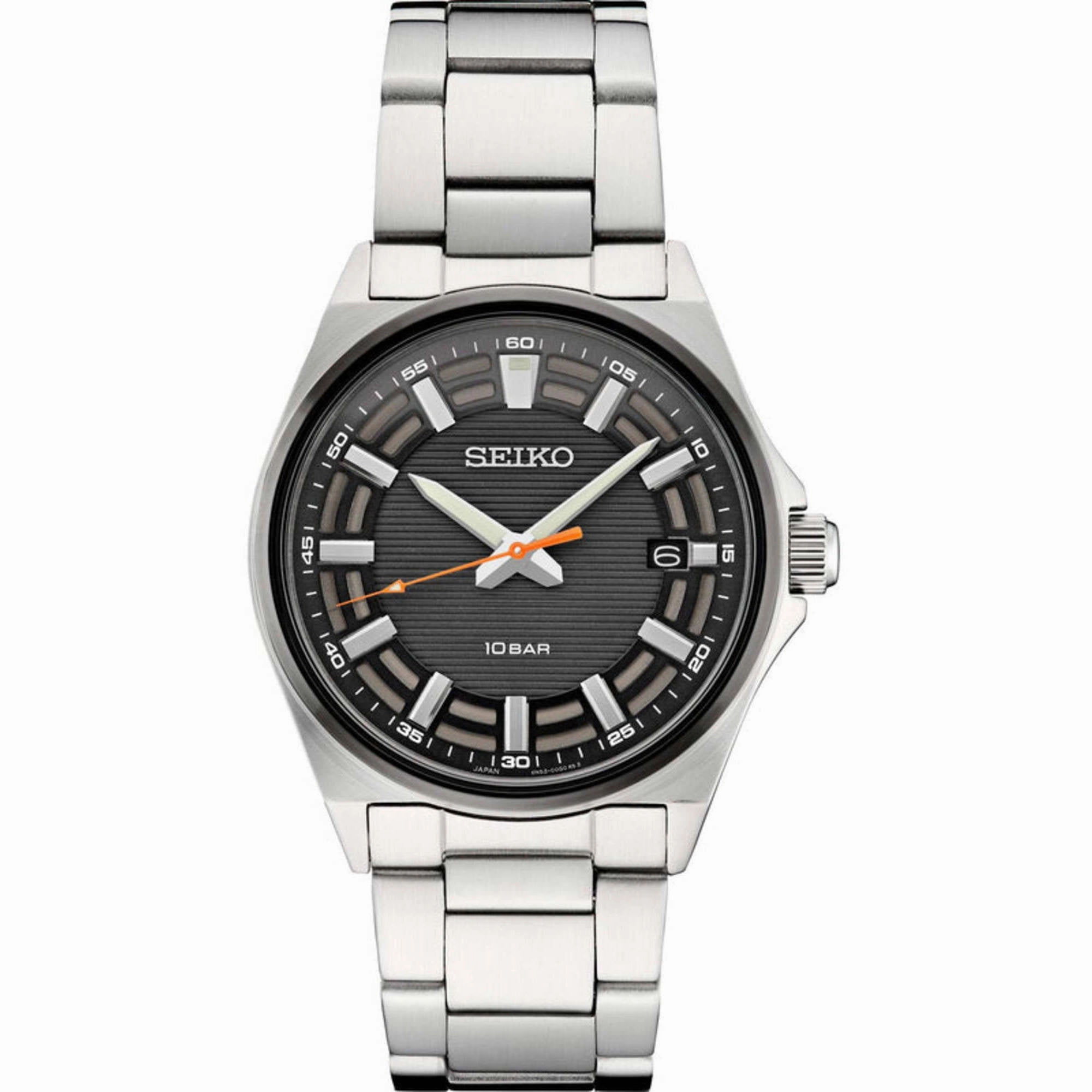 Seiko Men's Watch - Essentials Quartz Black Dial Stainless Steel Bracelet | SUR507