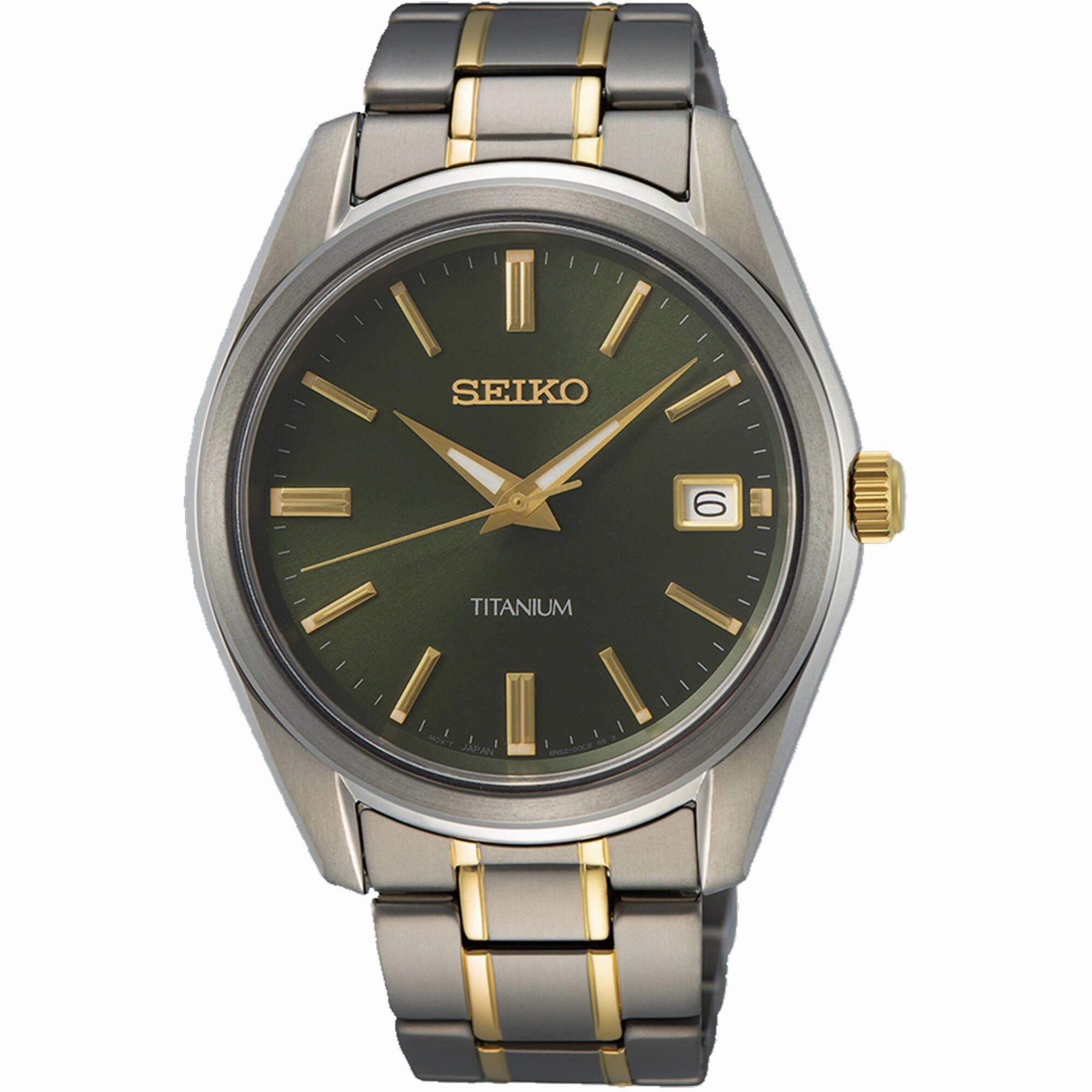 Seiko Men's Watch - Essentials Quartz Green Dial Titanium Bracelet | SUR377