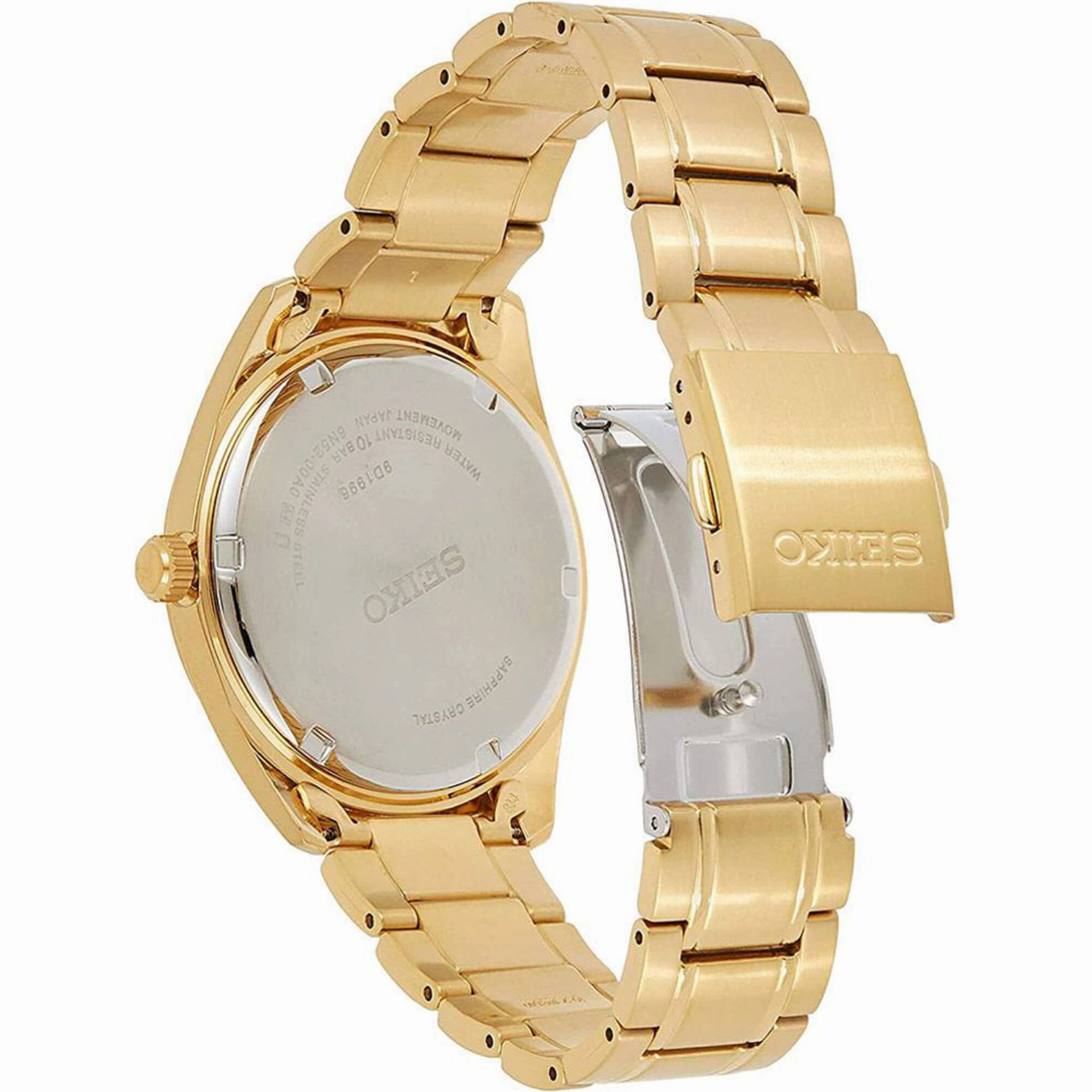 Seiko Men's Watch - Essentials White Dial Yellow Gold Steel Bracelet Date | SUR314P1