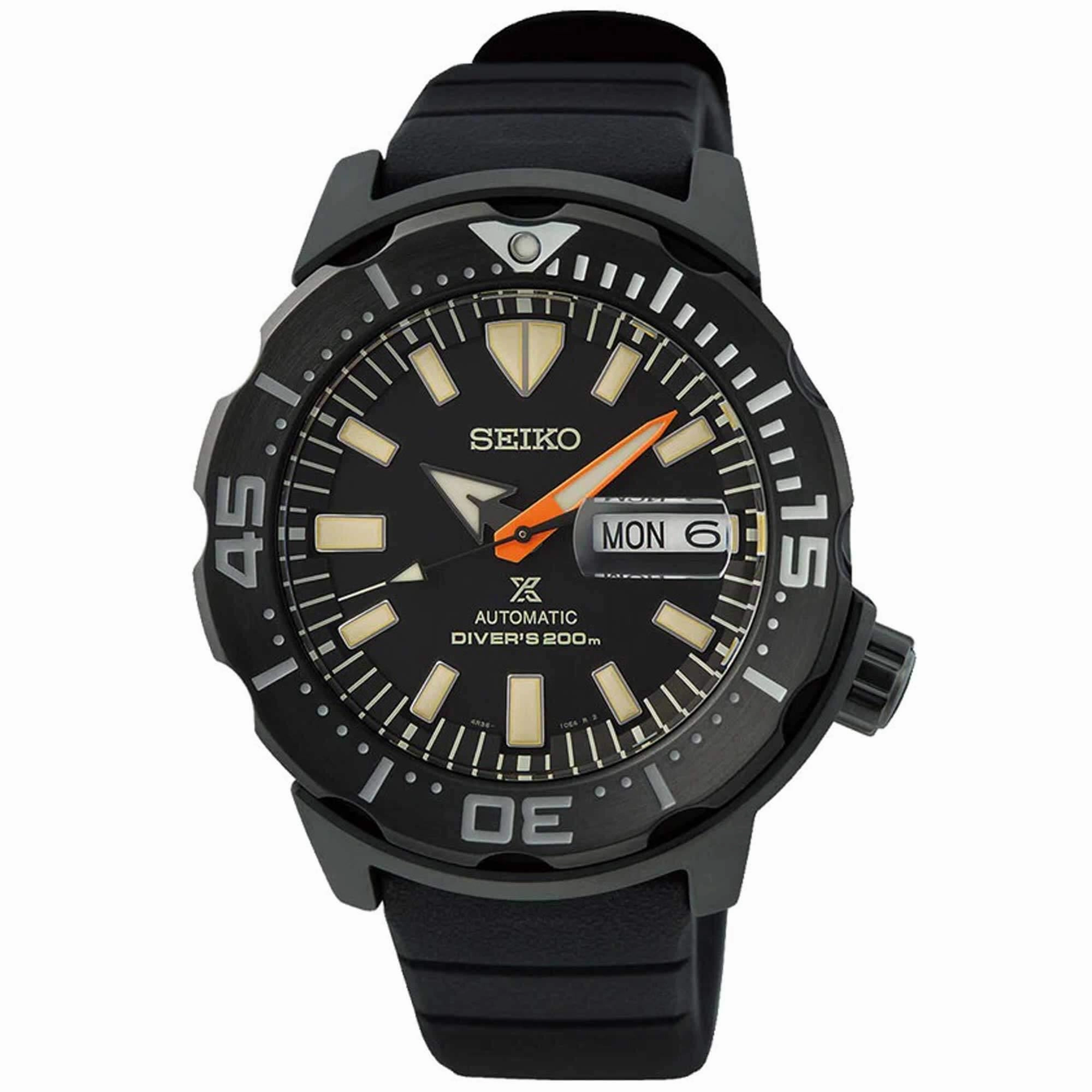Seiko Men's Watch - Prospex Automatic Power Reserve Black Dial Rubber Strap | SRPH13K1