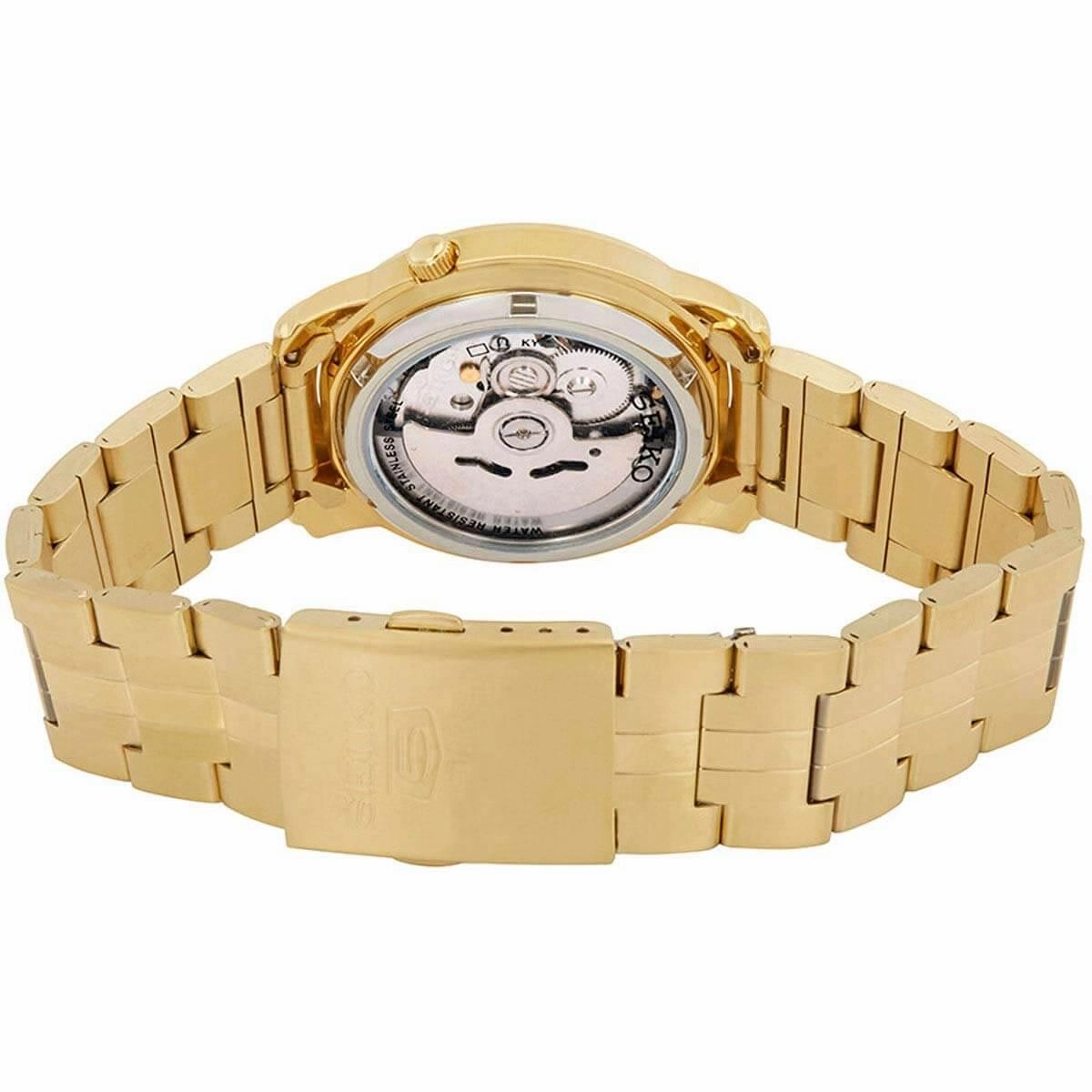 Seiko Men's Watch - Series 5 Automatic Gold Dial Stainless Steel Bracelet | SNKL86K1
