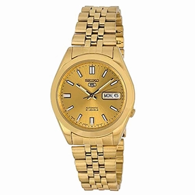 Seiko Men's Watch - Series 5 Automatic Gold Tone Dial Yellow Gold Bracelet | SNXC38J5