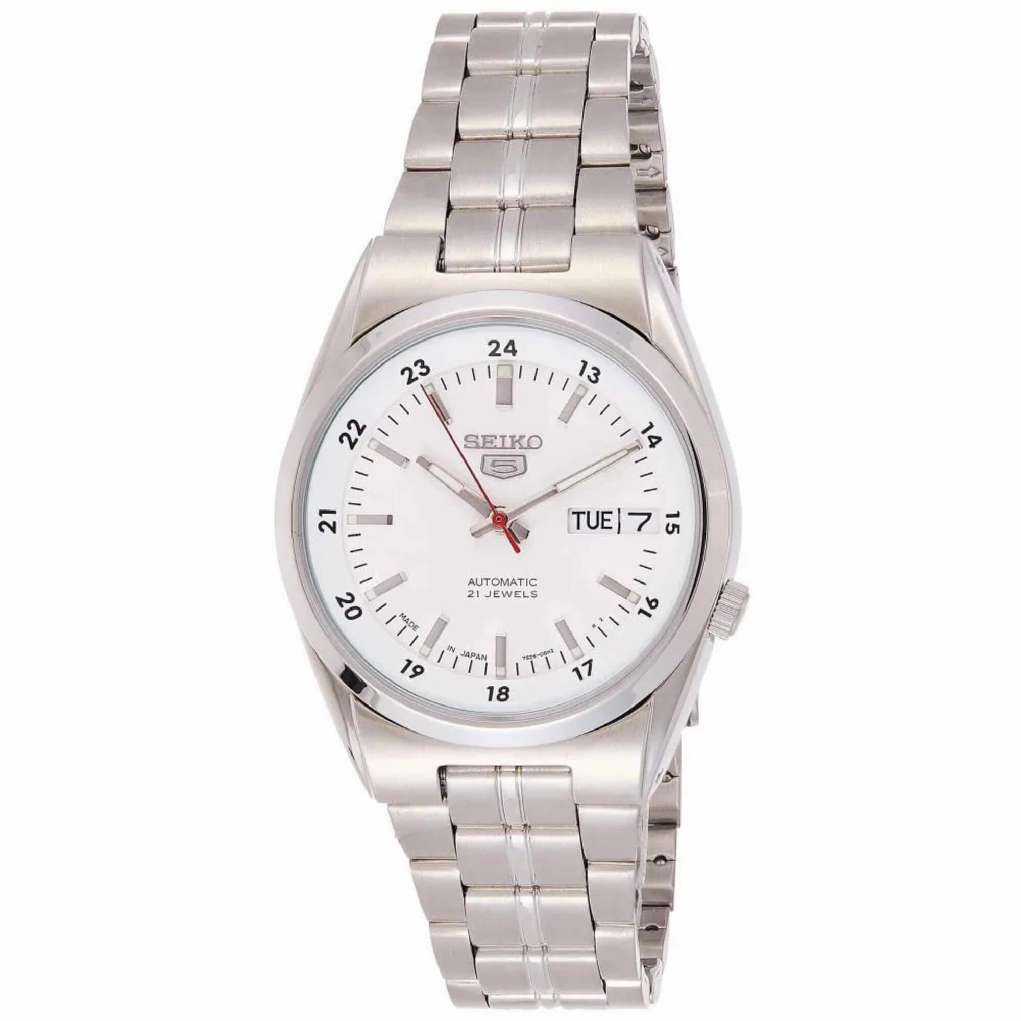 Seiko Men's Watch - Series 5 Date and Day Display Silver Steel Bracelet | SNK559J1